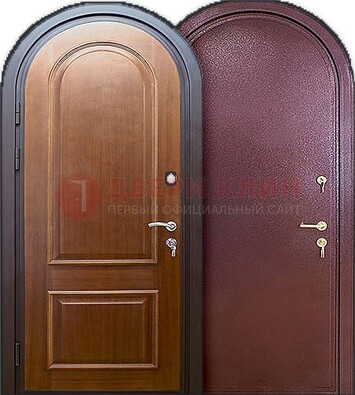 Железная арочная дверь с МДФ внутри ДА-14 в Электрогорске