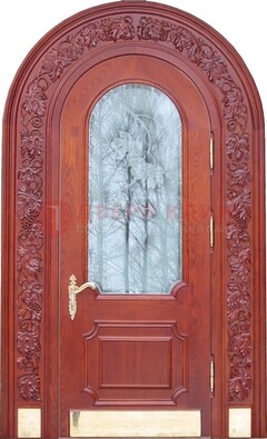 Толстая металлическая арочная дверь со стеклом ДА-20 в Куровском