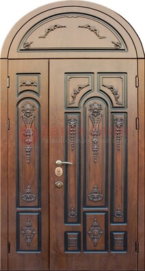 Арочная железная дверь с виноритом и узором ДА-36 В Ижевске