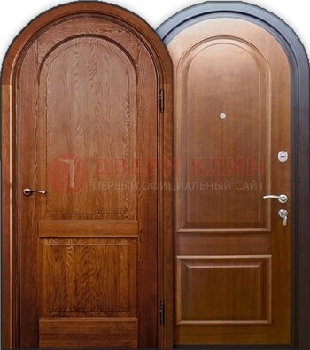 Стальная арочная дверь МДФ внутри ДА-4 в многоэтажный дом в Куровском