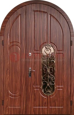 Арочная двухстворчатая стальная дверь Винорит ДА-54 в Куровском