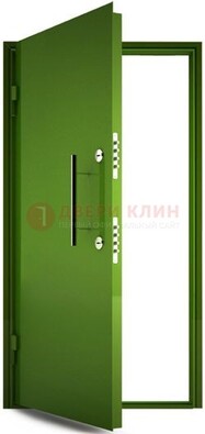 Зеленая металлическая бронированная дверь ДБ-8 в Куровском
