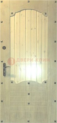 Белая железная дверь с евровагонкой ДЕ-9 в Куровском