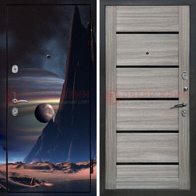 Стальная дверь с фотопечатью космоса ДФ-49 в Куровском