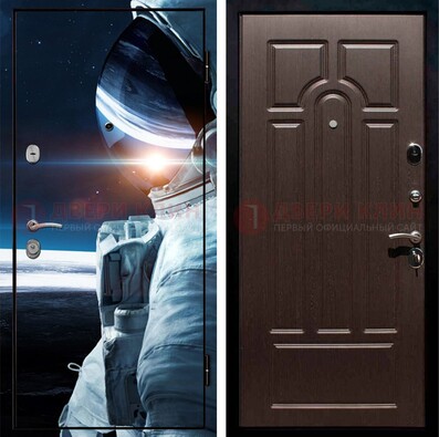 Синяя стальная дверь с фотопечатью ДФ-4 в Куровском
