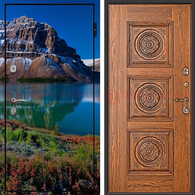Входная дверь с фотопечатью озера и гор ДФ-6 