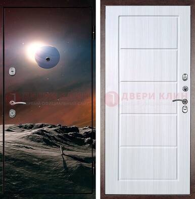 Стальная дверь с фотопечатью планет ДФ-8 в Куровском