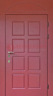 Красная стальная дверь с верхней фрамугой ДФГ-13 в Куровском