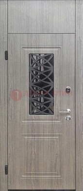 Металлическая дверь Винорит стекло и ковка с фрамугой ДФГ-33 в Куровском