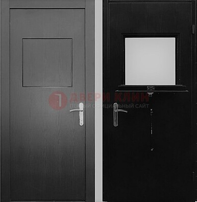 Черная стальная дверь в кассу ламинат внутри ДКС-3 в Истре