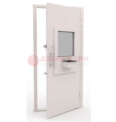 Белая металлическая дверь в кассу с нитроэмалью ДКС-4 в Истре