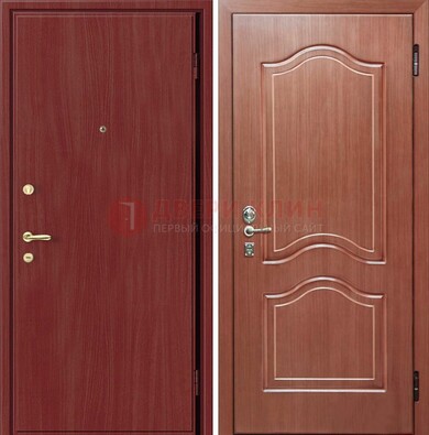 Красная металлическая дверь с ламинатом МДФ внутри ДЛ-8 в Куровском