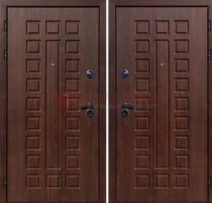 Коричневая железная дверь с МДФ снаружи ДМ-113 в Куровском