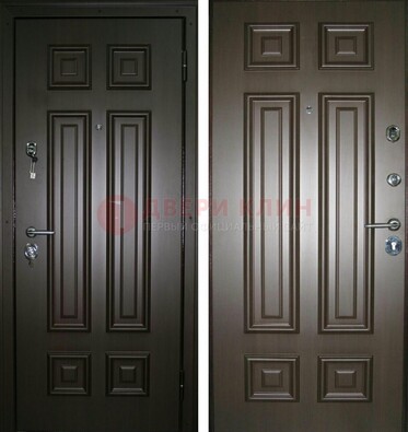 Темная металлическая дверь с МДФ ДМ-136 в квартиру в Куровском