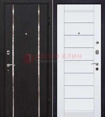 Черная входная дверь с МДФ и декоративными вставками ДМ-143 в Куровском
