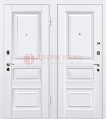 Белая металлическая дверь с МДФ ДМ-179 в Куровском