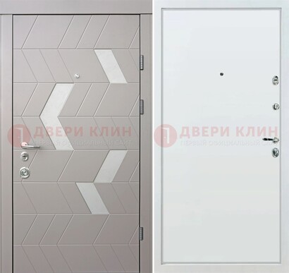 Светлая металлическая дверь с терморазрывом и МДФ панелью ДМ-190 в Раменском