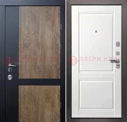 Черно-коричневая входная дверь с терморазрывом и МДФ ДМ-192 в Куровском