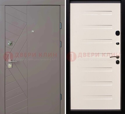 Коричневая стальная филенчатая дверь с МДФ ДМ-199 в Куровском