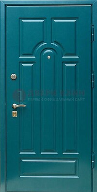 Синяя металлическая дверь с МДФ с двух сторон ДМ-1 в Куровском