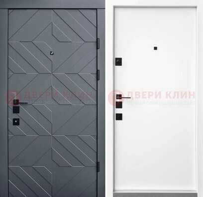 Темная уличная дверь с филенчатой МДФ внутри ДМ-205 в Куровском