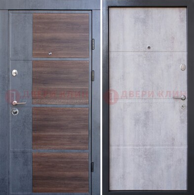 Темная железная филенчатая дверь с терморазрывом и МДФ ДМ-211 в Куровском