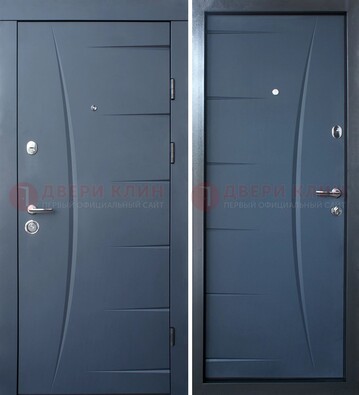 Серая входная дверь с фигурной фрезеровкой МДФ ДМ-213 в Куровском