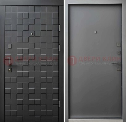 Темная стальная филенчатая дверь с МДФ ДМ-221 в Куровском