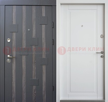 Темная металлическая дверь c белом МДФ внутри ДМ-231 в Куровском