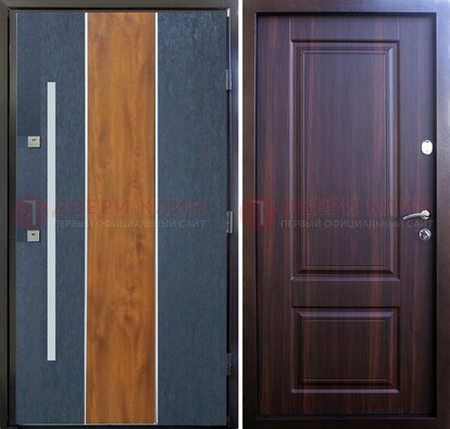 Современная входная дверь и с коричневой МДФ внутри ДМ-236 в Куровском
