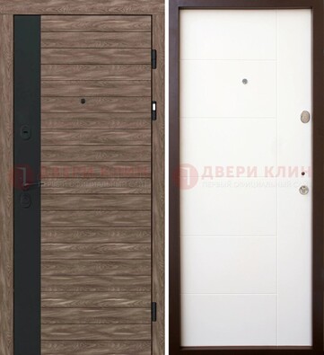 Темная металлическая филенчатая дверь c МДФ Беленый дуб ДМ-239 в Куровском