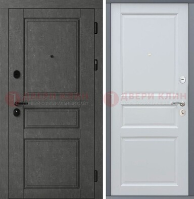 Металлическая филенчатая дверь c МДФ Белый дуб ДМ-247 в Куровском