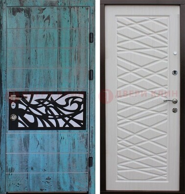 Светлая железная дверь c МДФ Миланский орех ДМ-250 в Куровском