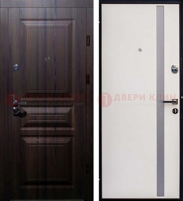 Темная филенчатая входная дверь c МДФ и стеклянной вставкой ДМ-254 в Куровском