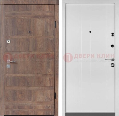 Металлическая дверь Темный орех c МДФ Белый дуб ДМ-274 в Куровском