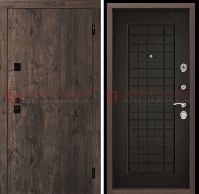 Металлическая коричневая дверь с МДФ Капучино внутри ДМ-286 в Куровском