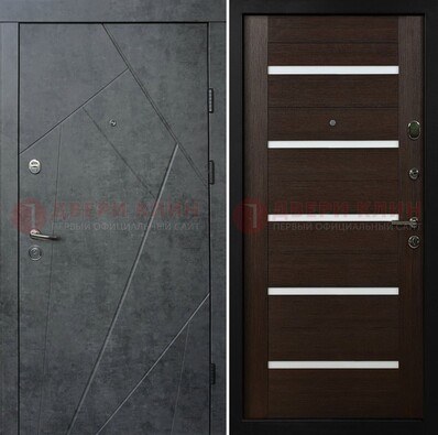 Металлическая серая дверь с филенчатой МДФ ДМ-289 в Куровском