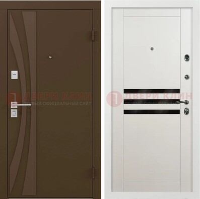 Темная стальная коричневая дверь с МДФ панелями ДМ-293 в Куровском