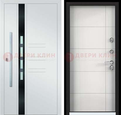 Металлическая дверь в белом цвете с МДФ ДМ-323 в Куровском