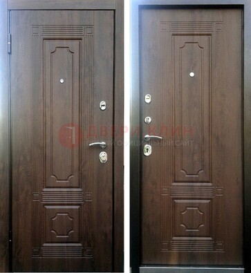 Коричневая металлическая дверь с МДФ ДМ-32 на дачу в Жуковском