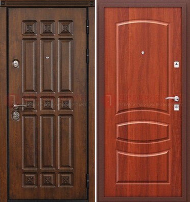 Темная металлическая дверь с МДФ и узором ДМ-364 в Куровском