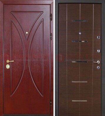 Темно-красная железная дверь с МДФ ДМ-370 в Туле