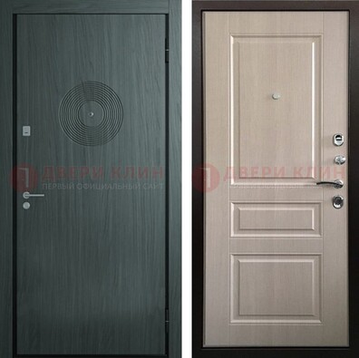 Темная железная дверь с МДФ панелями в квартиру ДМ-389 в Туле