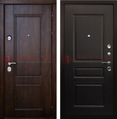 Классическая железная дверь с темными МДФ панелями ДМ-390 в Куровском