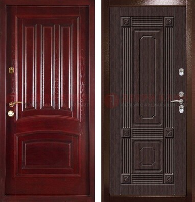 Красная стальная дверь с филенчатой МДФ ДМ-398 в Куровском
