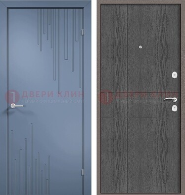 Синяя металлическая дверь МДФ в квартиру ДМ-434 в Куровском