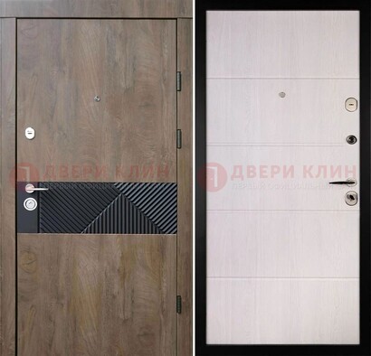 Современная стальная дверь с МДФ в квартиру ДМ-444 в Куровском