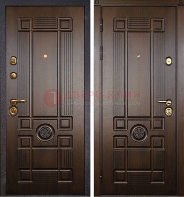Квартирная коричневая железная дверь с МДФ ДМ-45 в Куровском