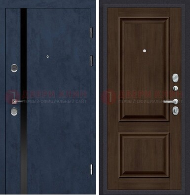 Синяя входная дверь МДФ с обеих сторон ДМ-473 в Куровском
