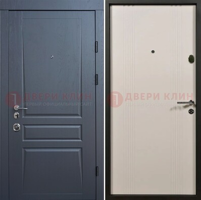 Темно-серая стальная дверь с МДФ хайтек ДМ-481 в Куровском